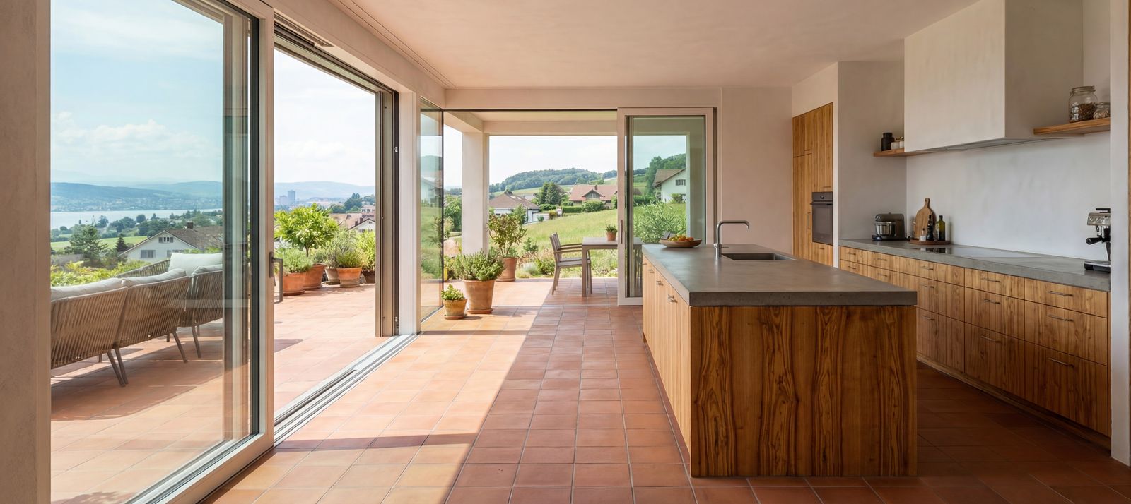 Küche mit Panorama-Aussicht